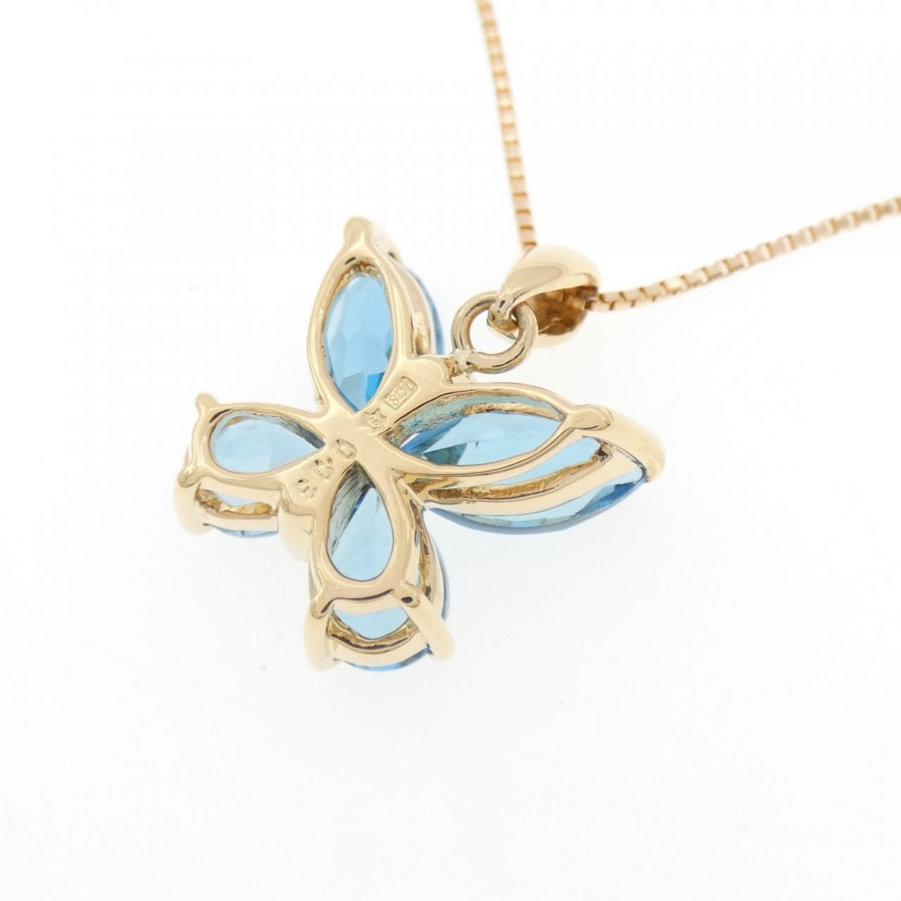 K18YG/K18PG バタフライ ブルートパーズ ネックレス