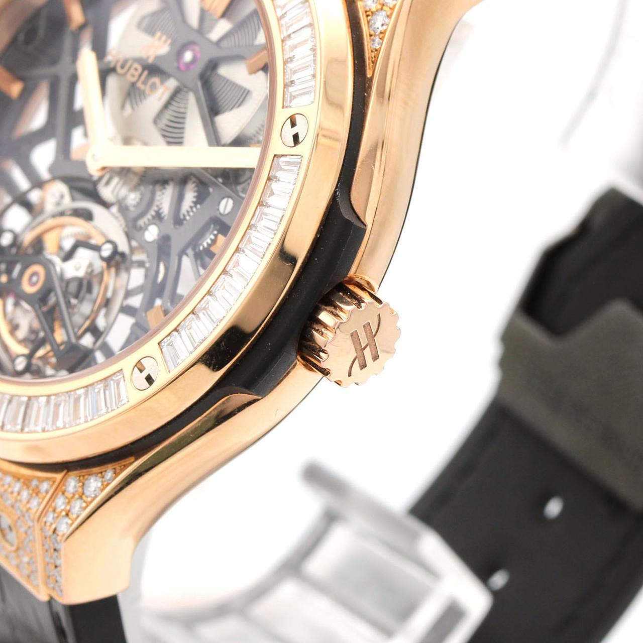 【ノーメンテナンス還元価格】ウブロ クラシックフュージョンスケルトントゥールビヨンダイヤモンド PG 505.OX.0180.LR.0904 PG･RG 手巻