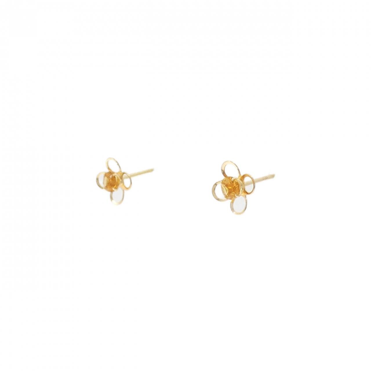 [BRAND NEW] K18YG Flower Citrine Earrings