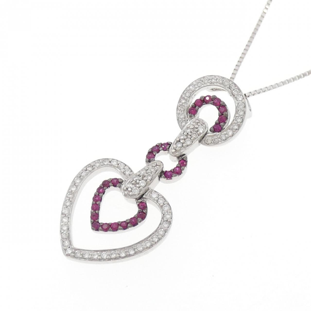 K18WG/K18BG ハート ルビー ネックレス