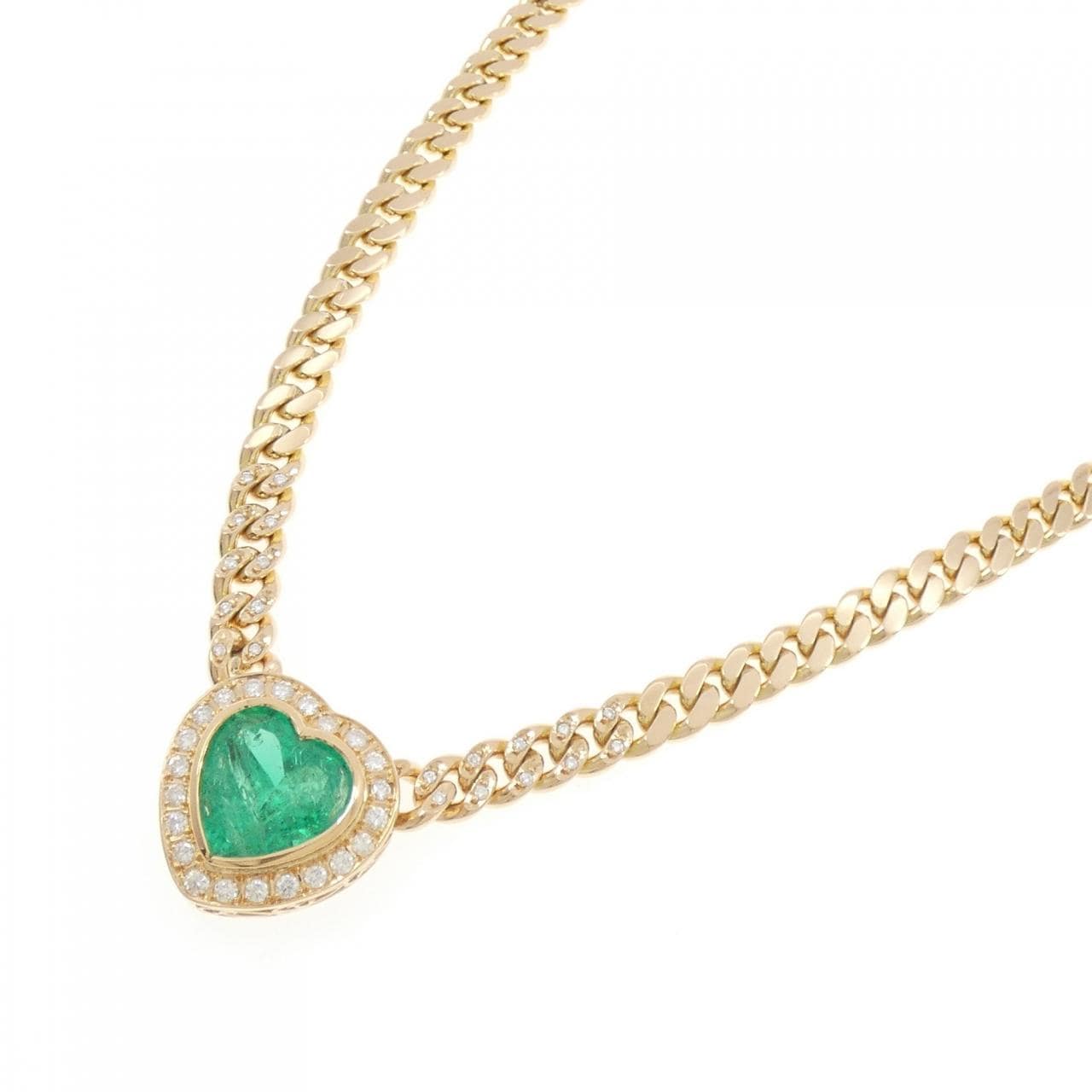 K18YG ハート エメラルド ネックレス 8.17CT