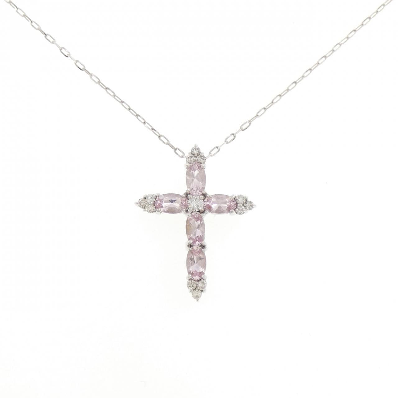K18WG クロス モルガナイト ネックレス 0.97CT