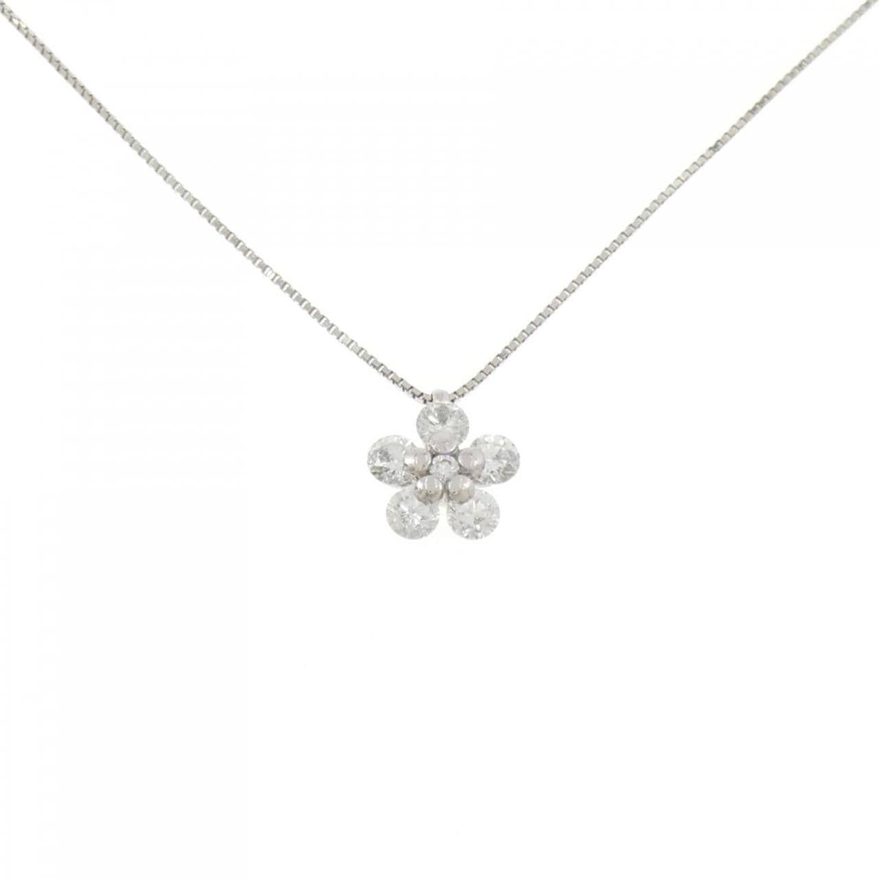 PT900/PT850 フラワー ダイヤモンド ネックレス 1.00CT