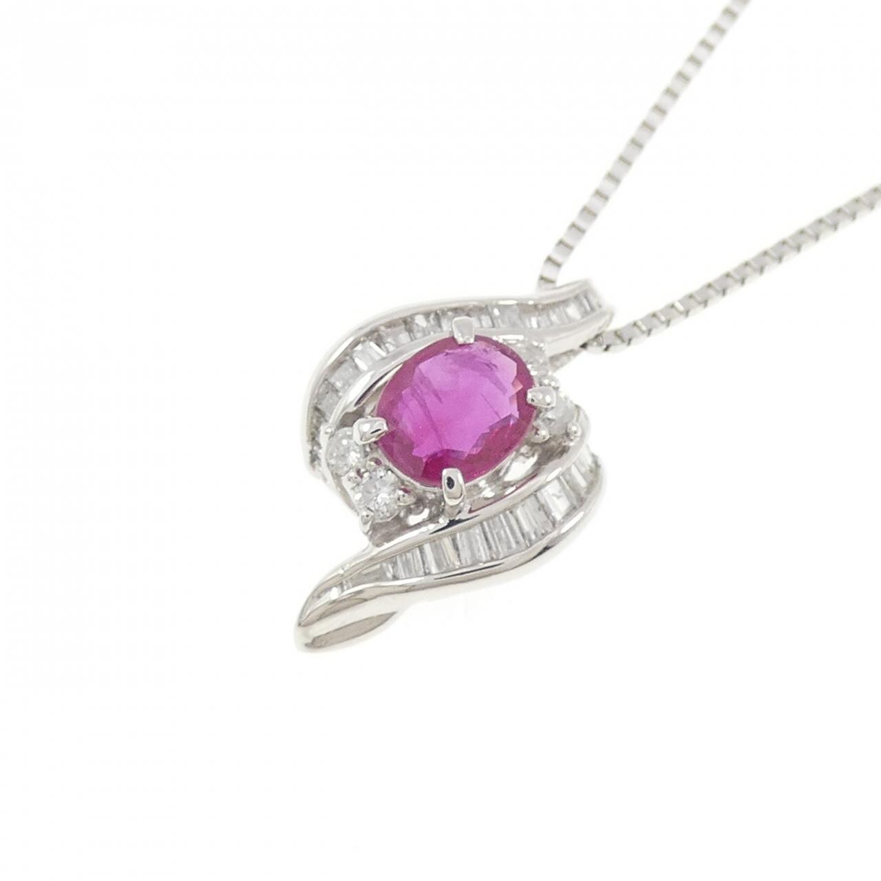 PT900/PT850 ルビー ネックレス 0.72CT