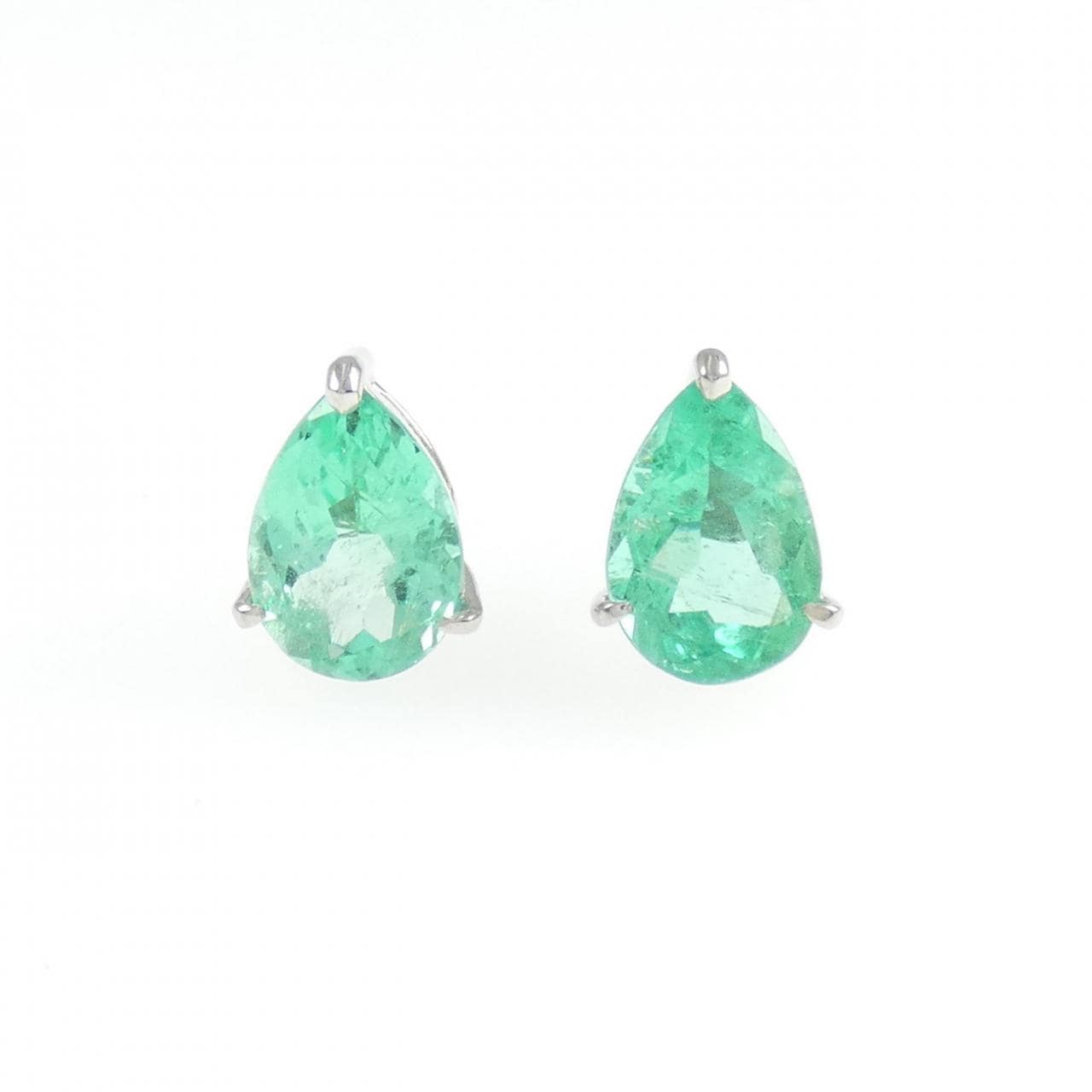 PT900 エメラルド ピアス 3.2CT