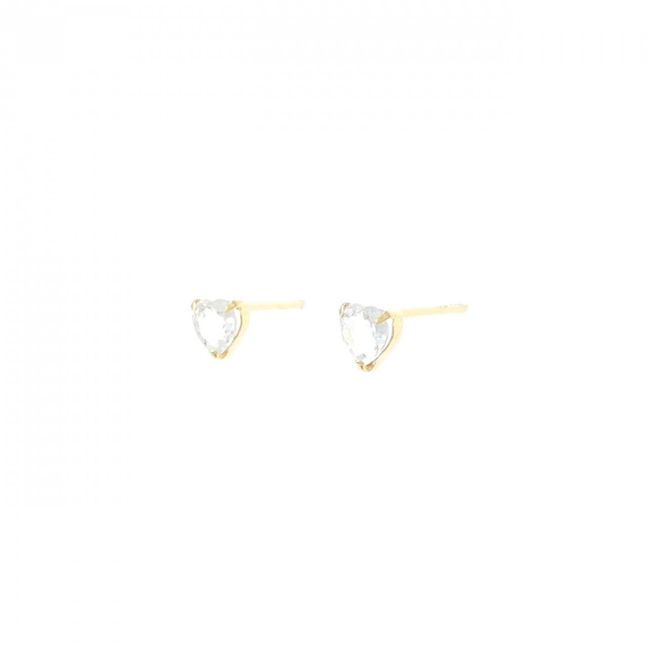 【新品】K18YG ハート ホワイトサファイヤ ピアス 0.60CT