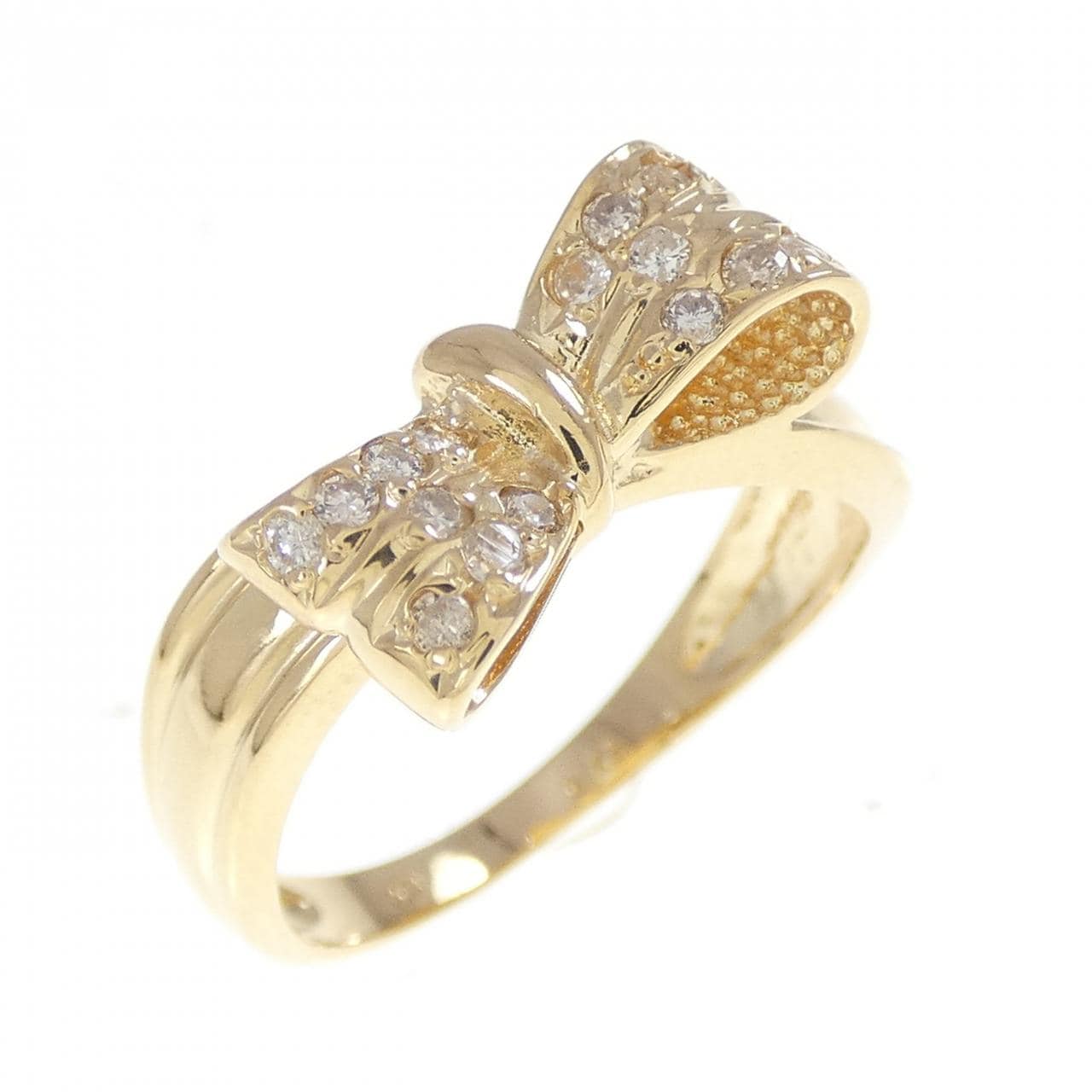 K18YG リボン ダイヤモンド リング 0.15CT