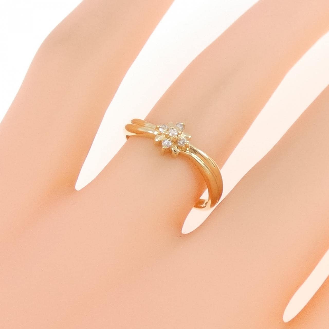 K18YG フラワー ダイヤモンド リング 0.05CT