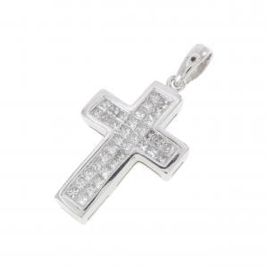 K14WG クロス ダイヤモンド ペンダント 1.00CT