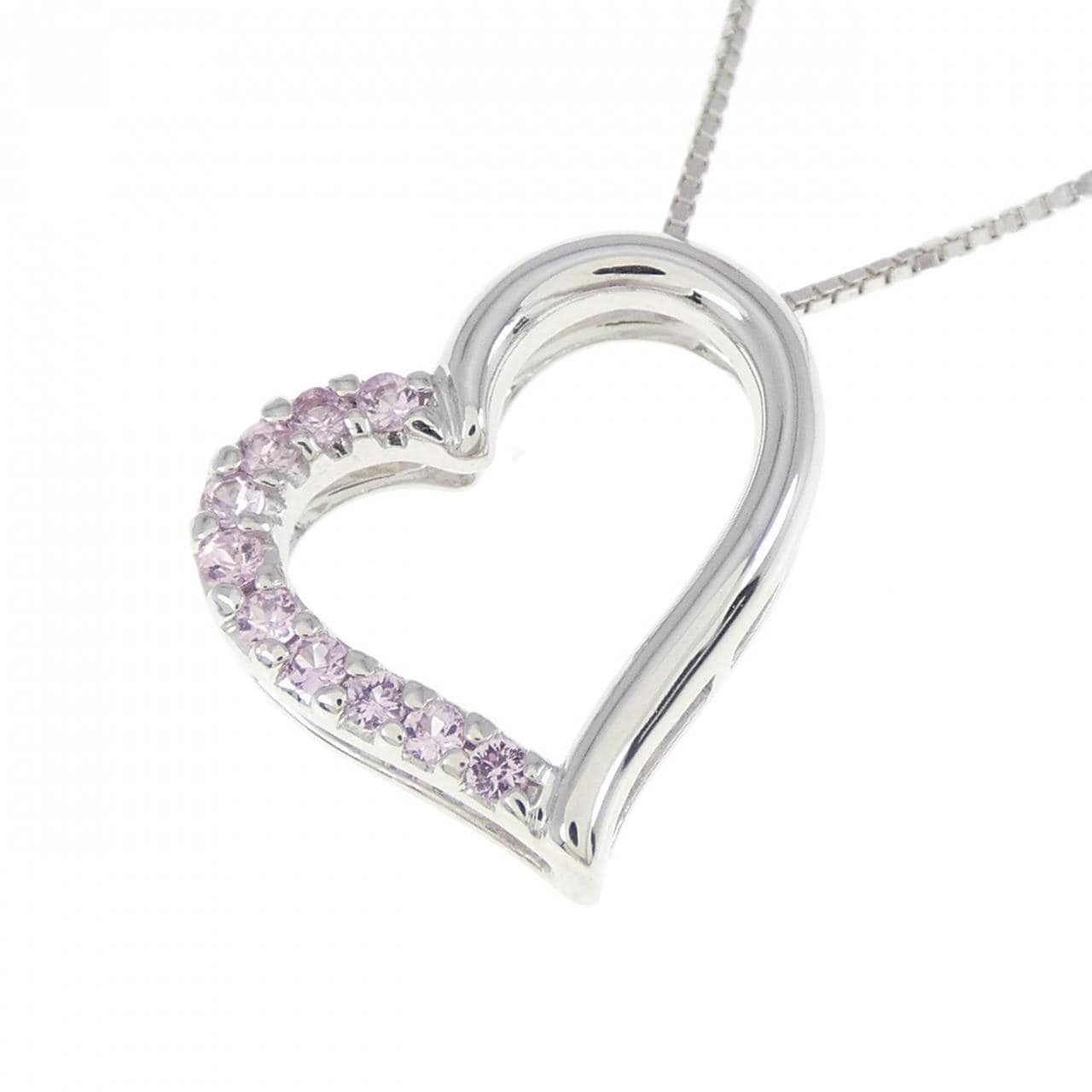 K14WG/K18WG Heart Sapphire Necklace