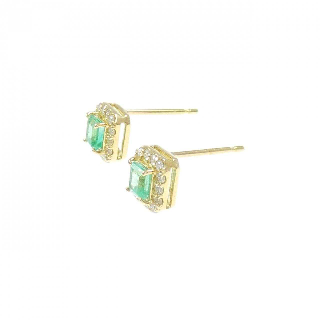 [新品] K18YG 祖母绿耳环 0.38CT