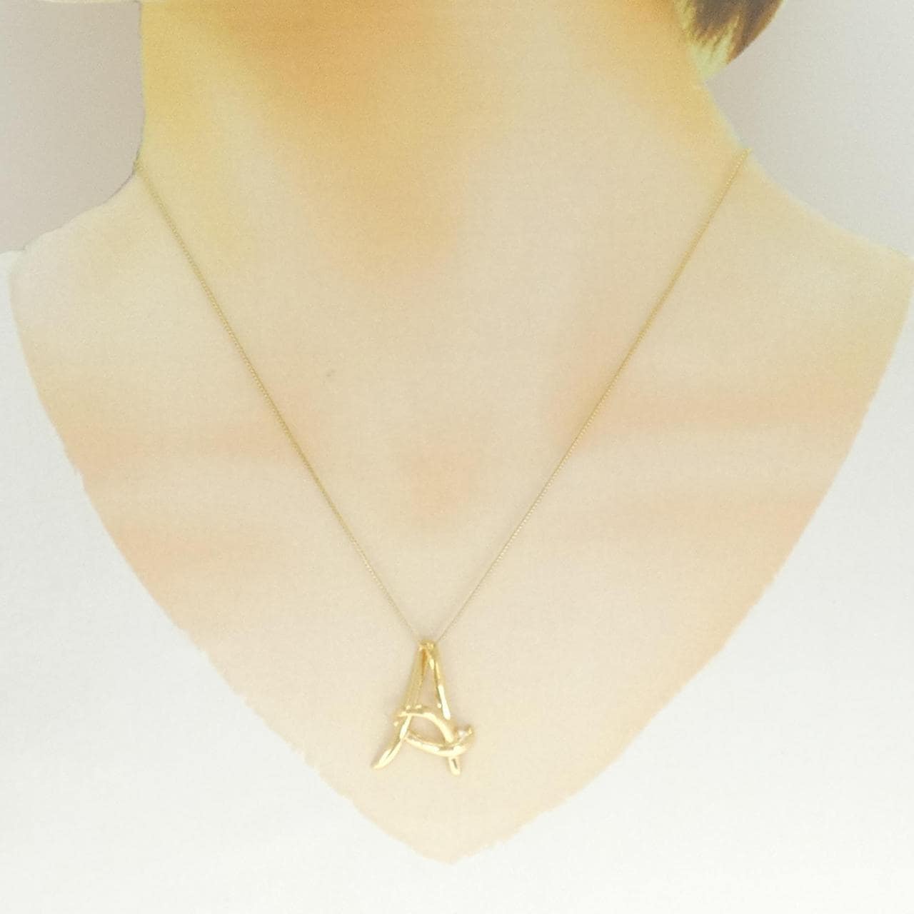 K18YG Initial A Diamond Necklace 0.02CT