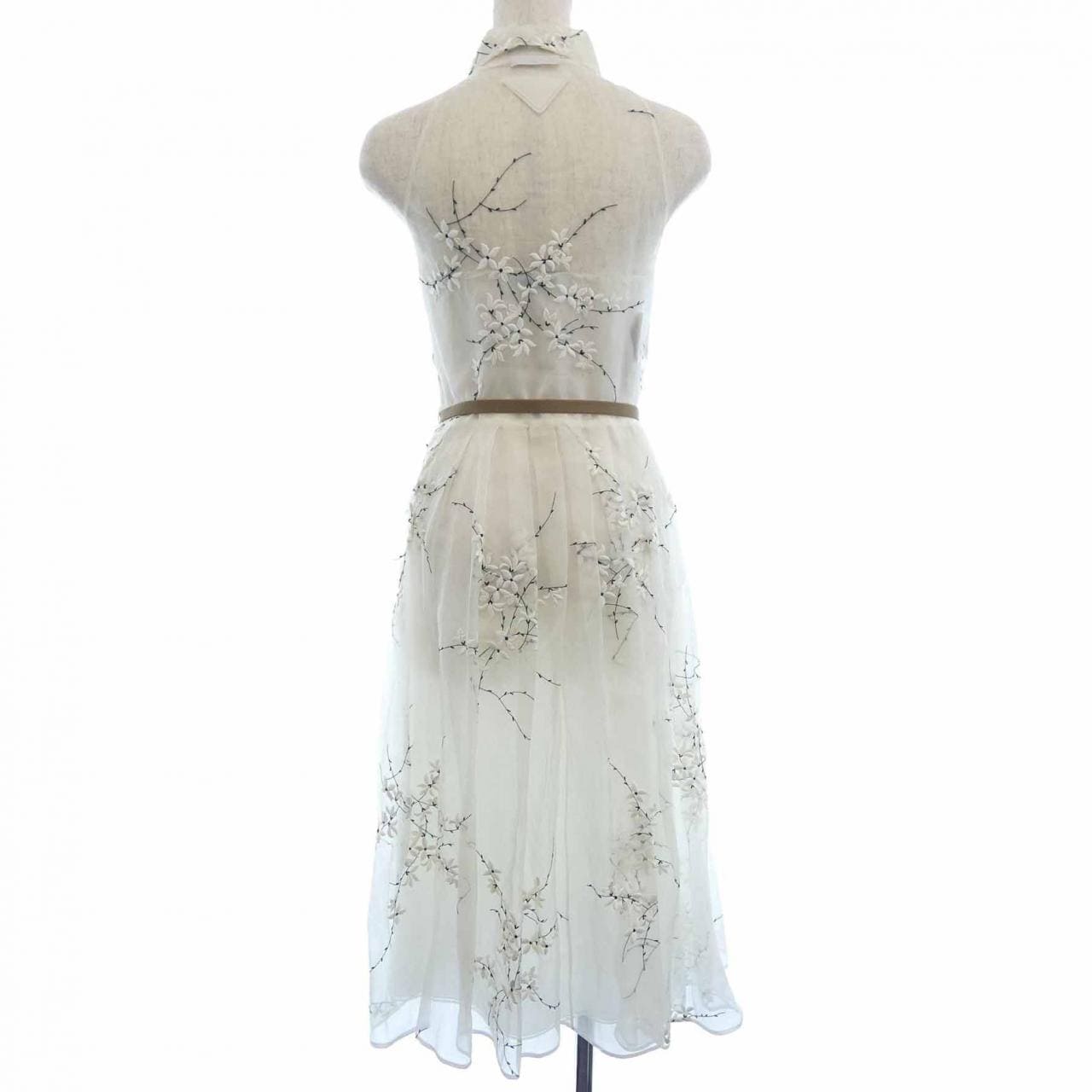 プラダ PRADA FLORAL EMBROIDERED SILK MIDI DRESS P3L88R SOOO 14KF ワンピース