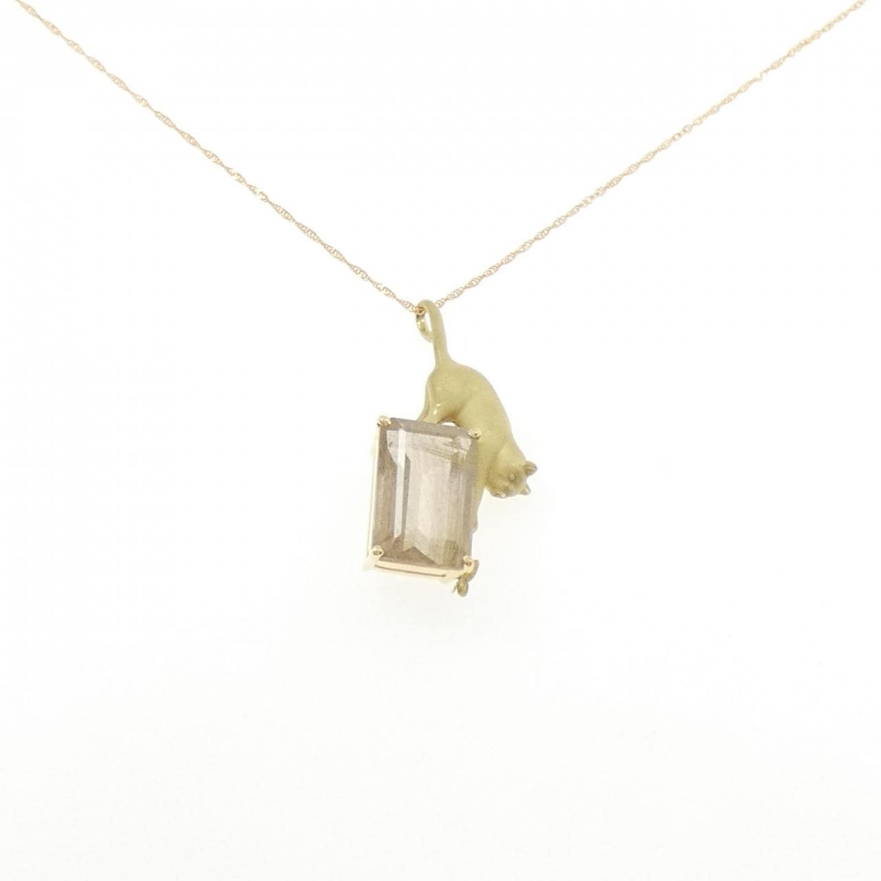K18YG キャット ルチルクオーツ ネックレス 7.00CT