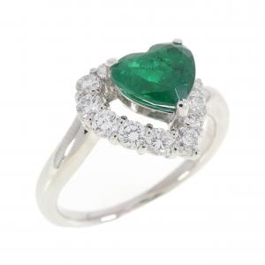 PT900 ハート エメラルド リング 1.17CT