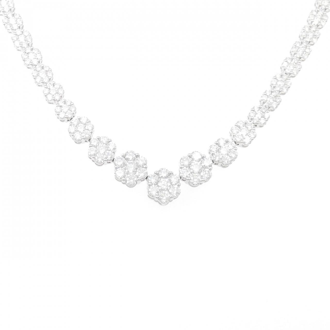K18WG Flower Diamond Necklace 12.202CT