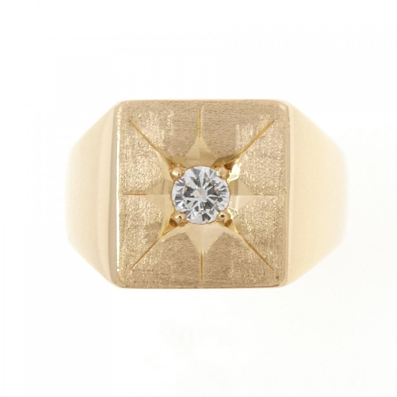 K18PG 印台 ダイヤモンド リング 0.22CT
