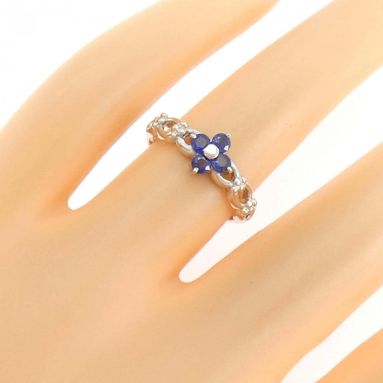PT900花朵藍寶石戒指