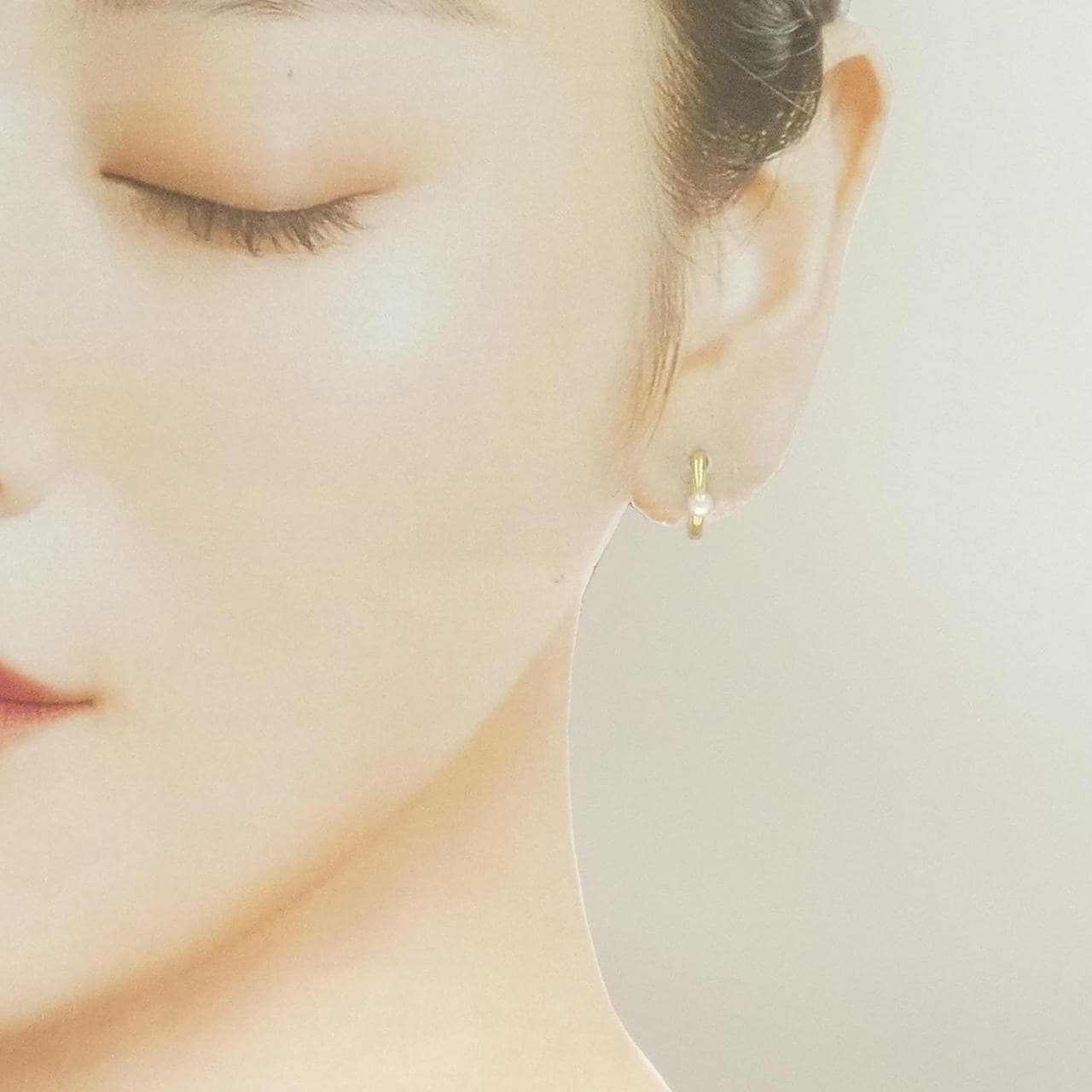 K18YG/PT900 アコヤパール イヤリング 3.1mm