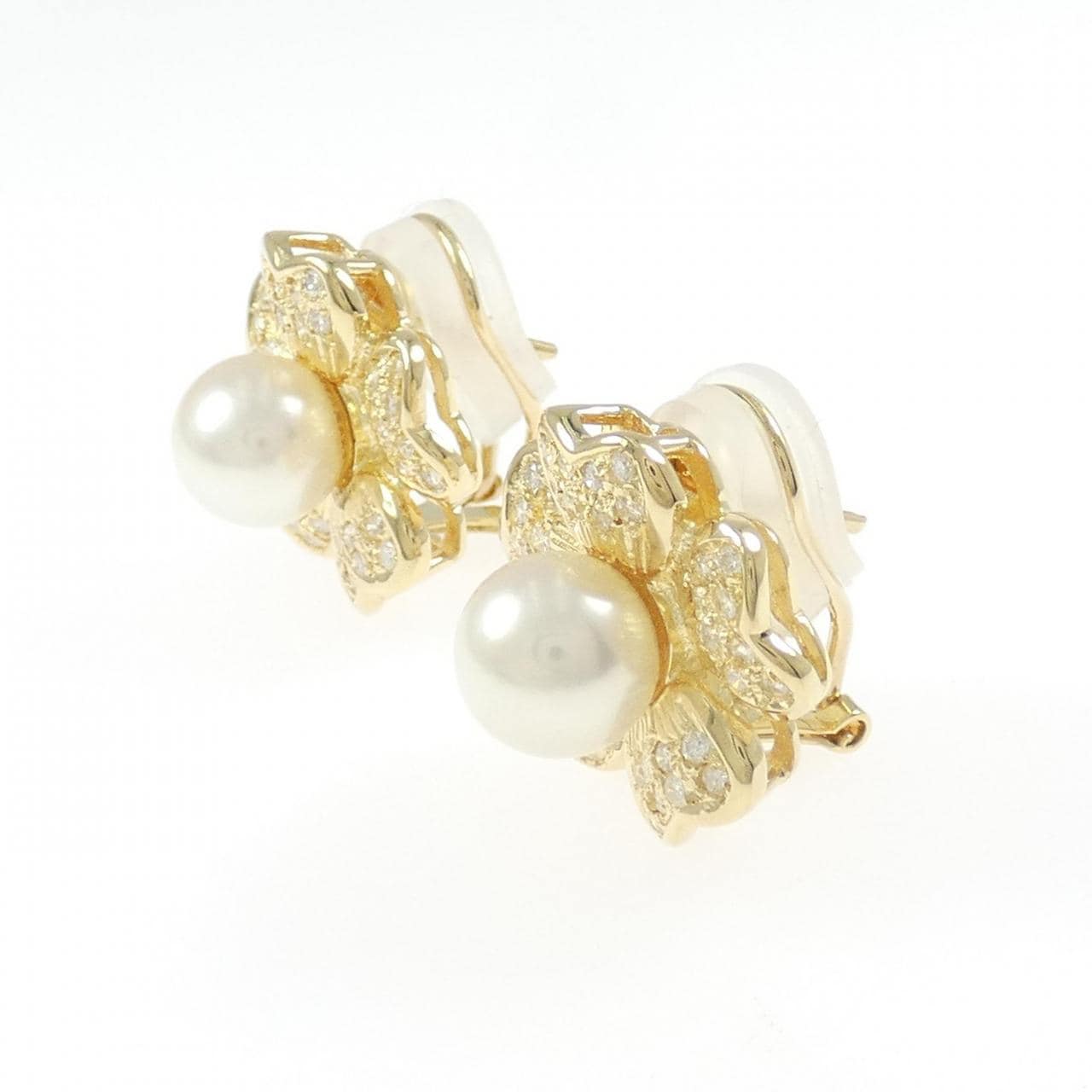 750YG フラワー アコヤパール ピアス/イヤリング 8.1mm