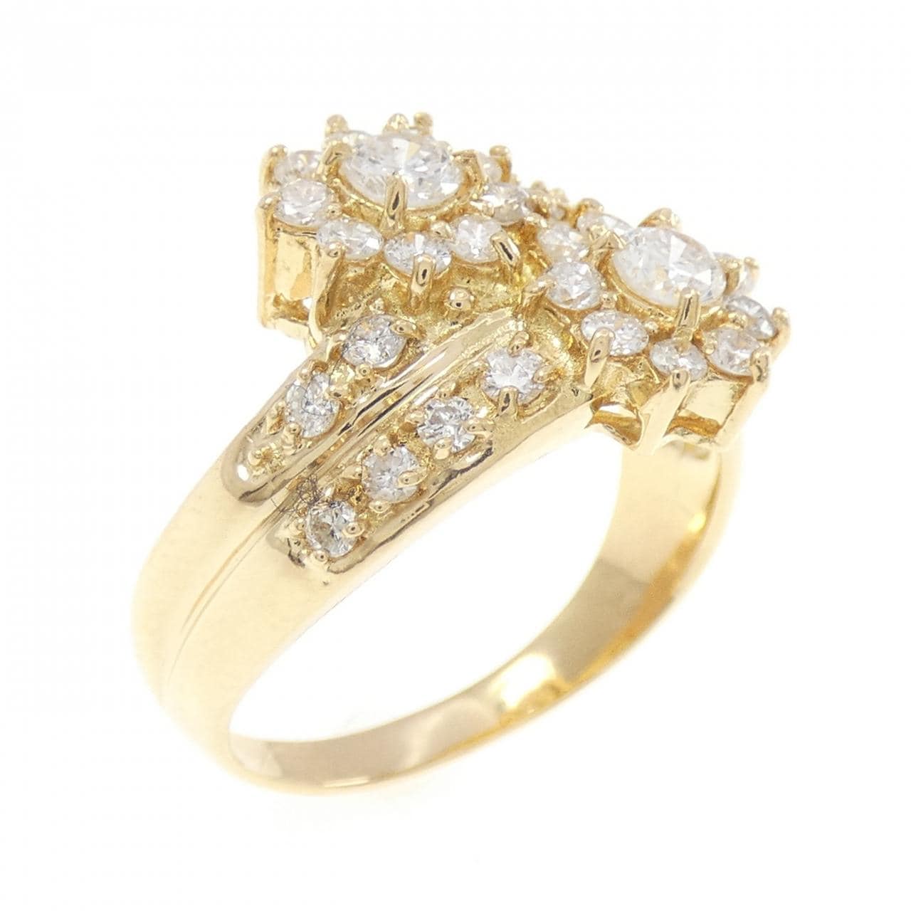 K18YG フラワー ダイヤモンド リング 1.02CT