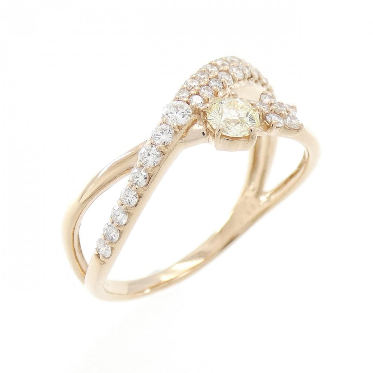 K18PG フラワー ダイヤモンド リング 0.154CT