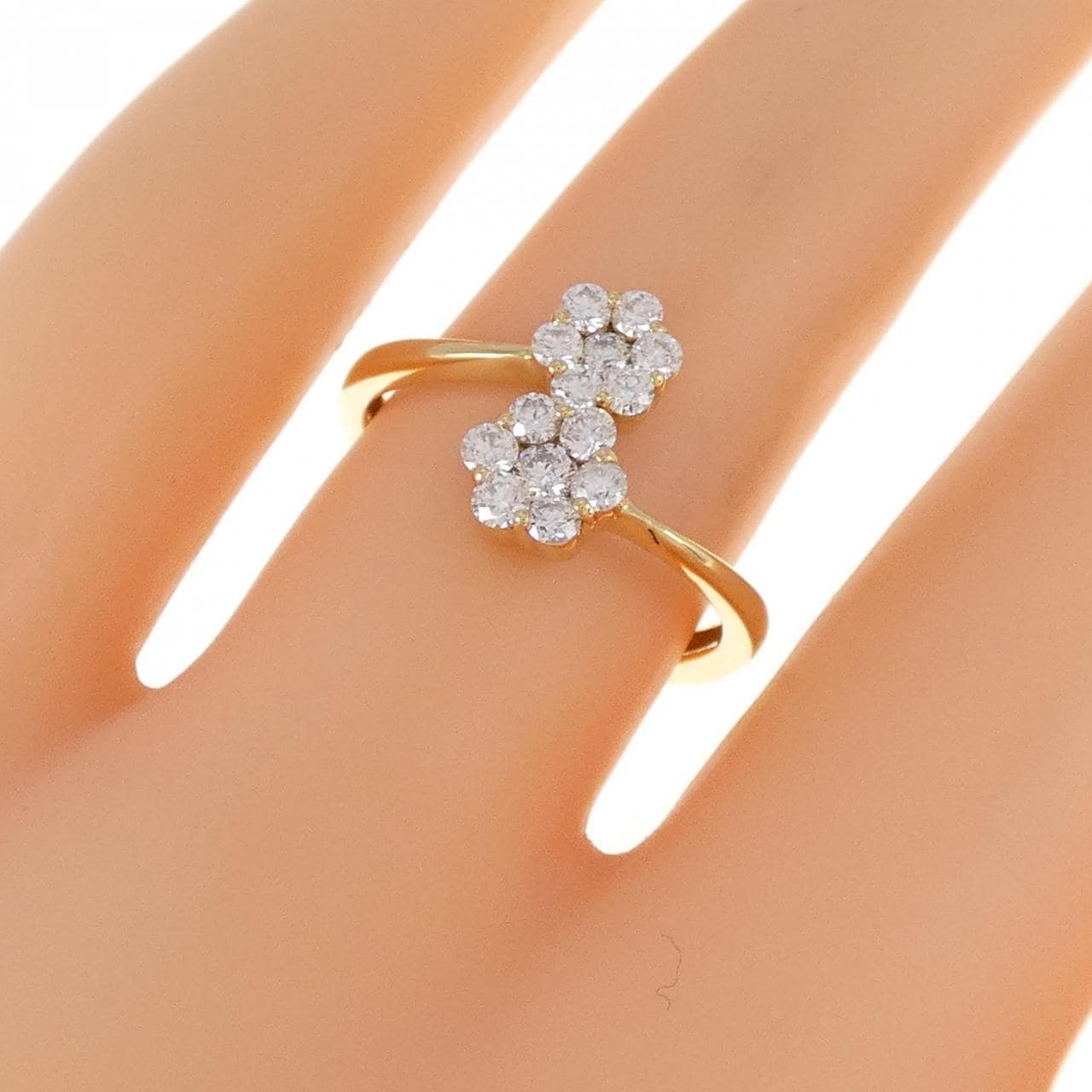 K18YG flower Diamond ring 0.40CT