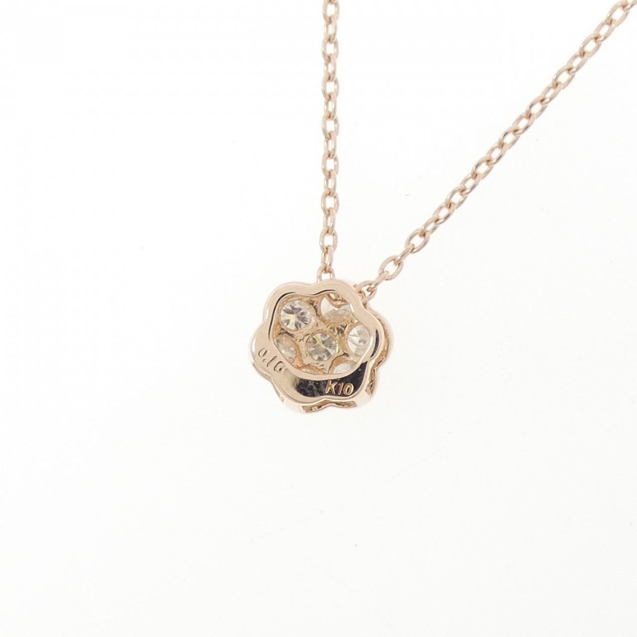 K10PG フラワー ダイヤモンド ネックレス 0.16CT