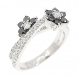 K18WG フラワー ダイヤモンド リング 0.42CT