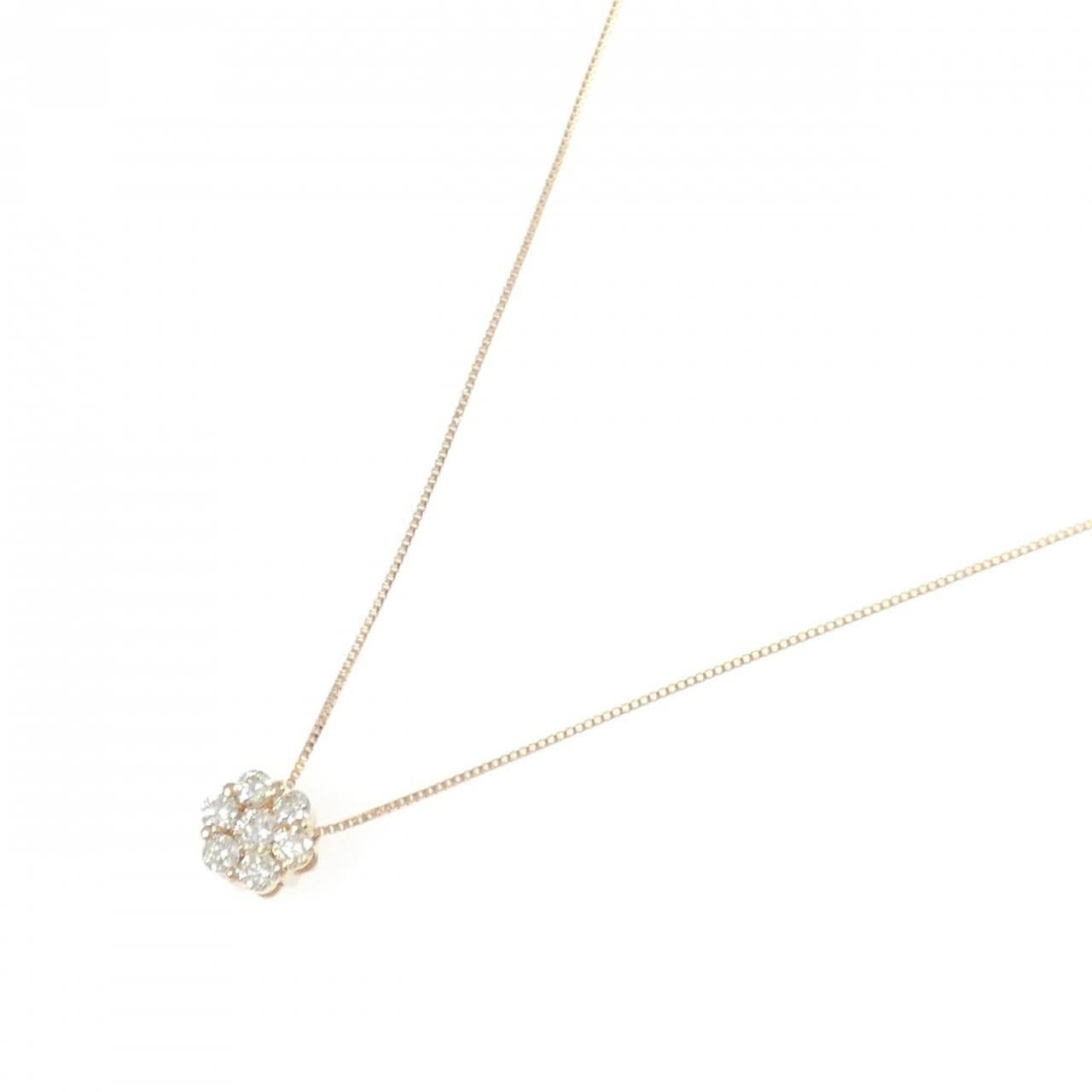 K18PG フラワー ダイヤモンド ネックレス 0.30CT