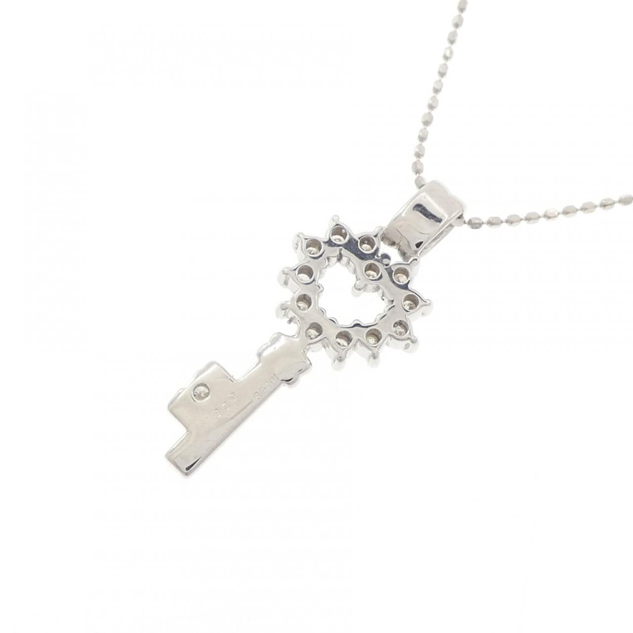 K18WG ハート×キー ダイヤモンド ネックレス 0.26CT