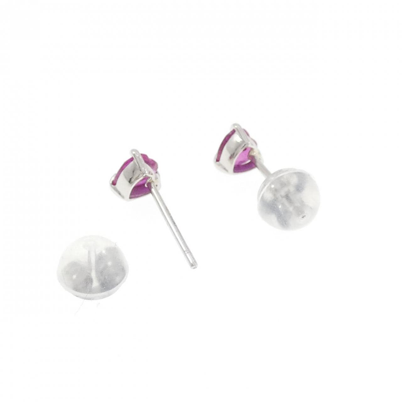 PT900 ハート ルビー ピアス 0.52CT