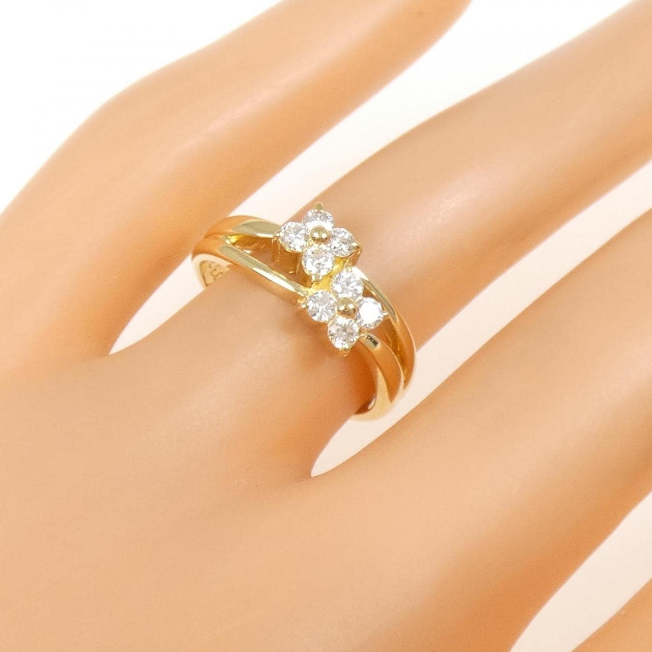 K18YG フラワー ダイヤモンド リング 0.32CT