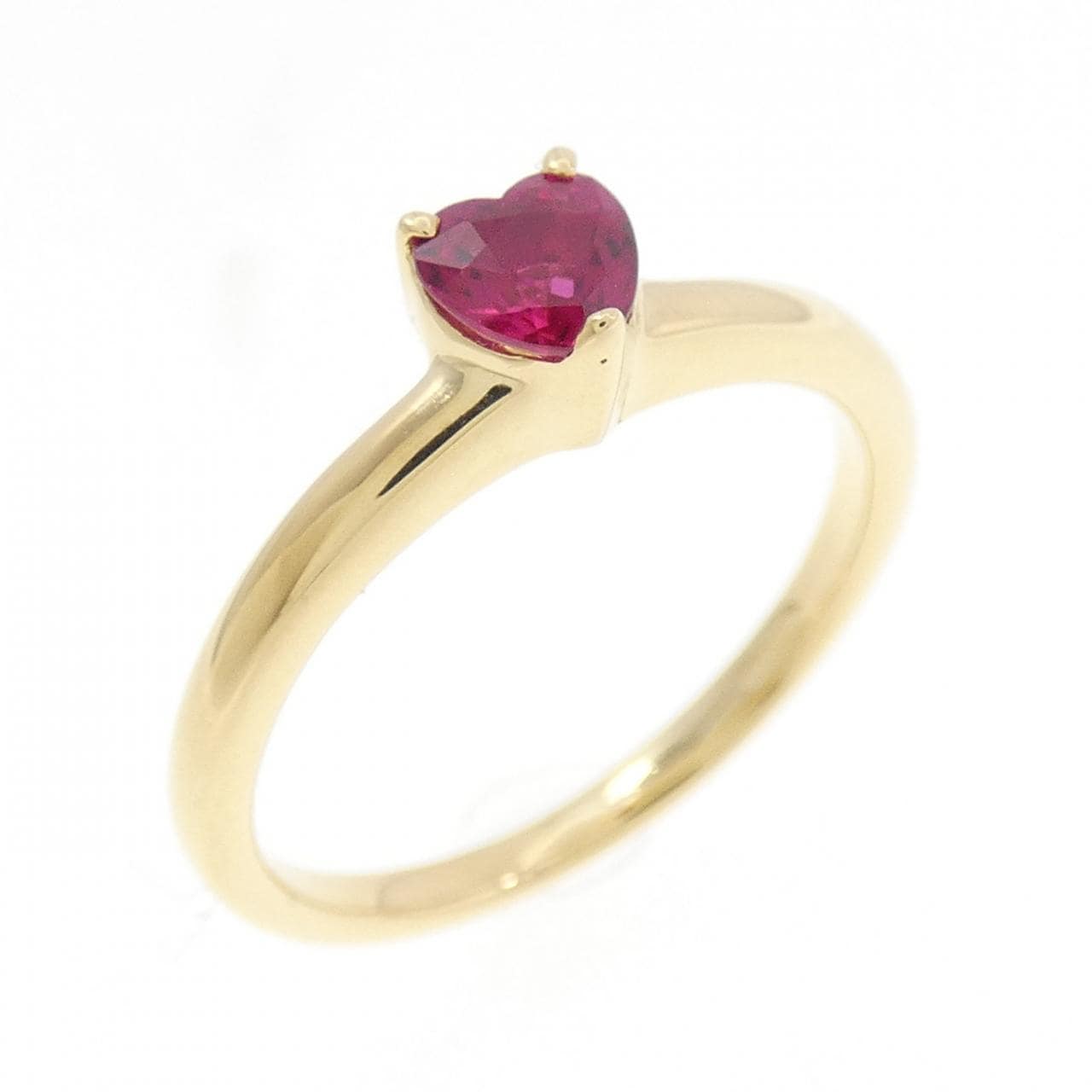 K18YG ハート ルビー リング