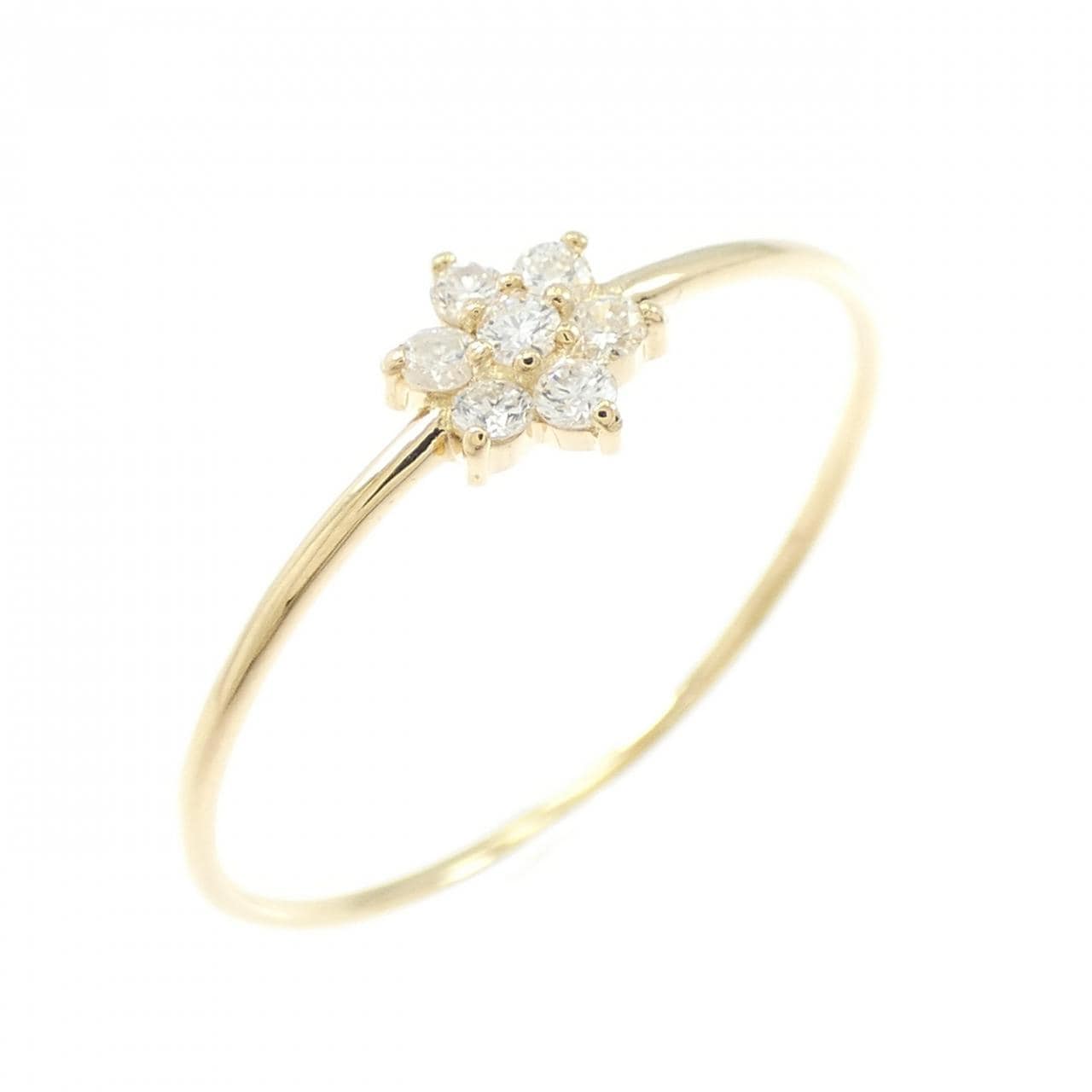 【リメイク】K18YG フラワー ダイヤモンド リング 0.10CT