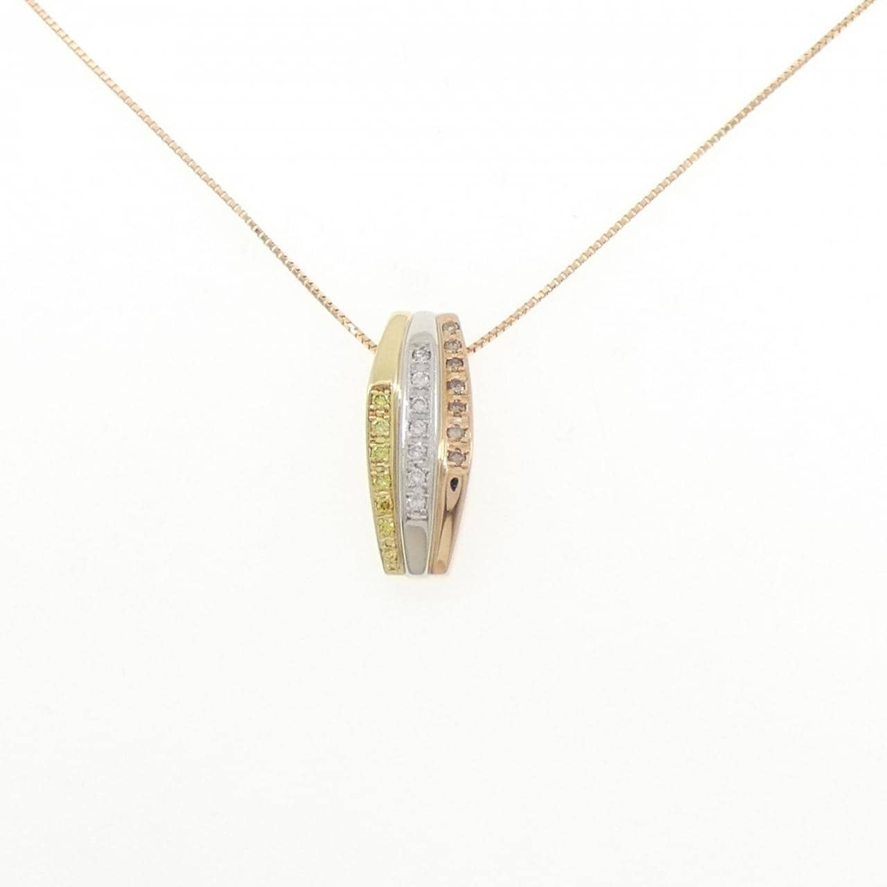 K18YG/PT900/K18PG ダイヤモンド ネックレス 0.21CT