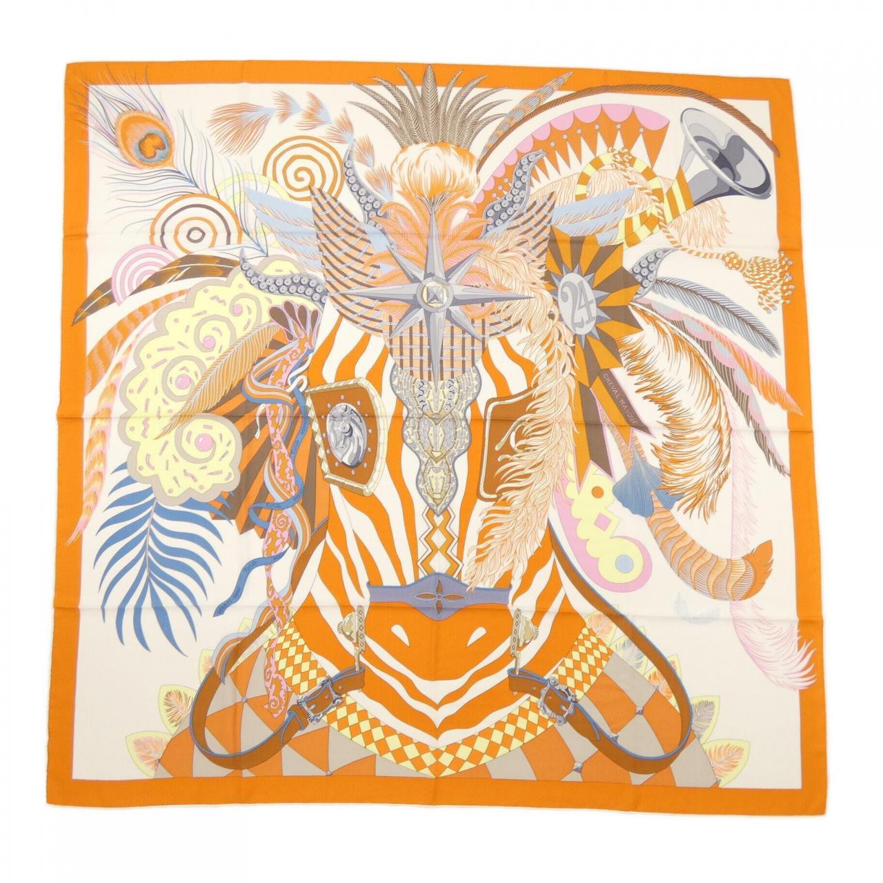 エルメス HERMES CHEVAL MASQUE H244305S カレジェアン140 ショール