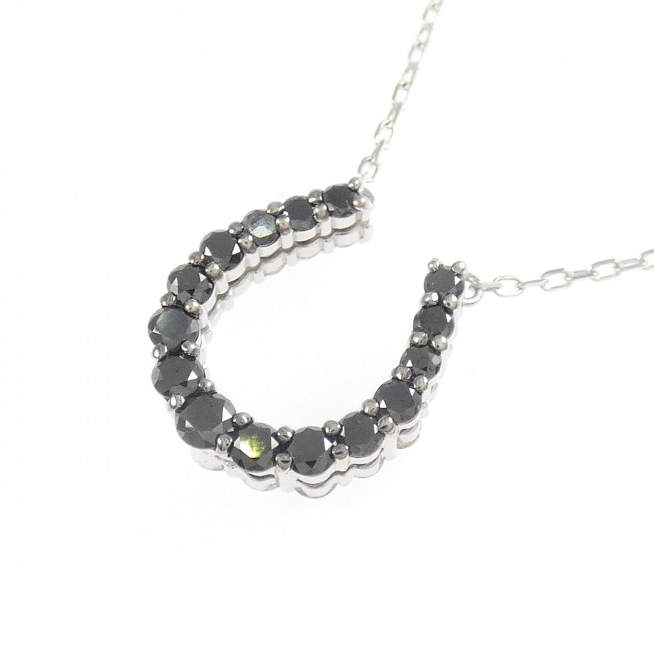 K18WG ホースシュー ダイヤモンド ネックレス 0.50CT