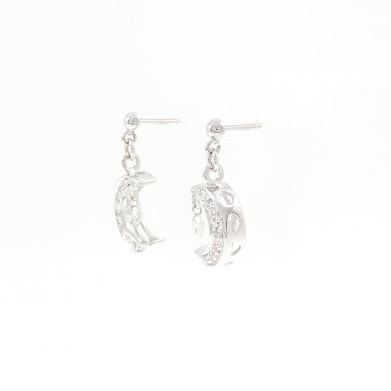 K18WG Moon Diamond Earrings 0.30CT