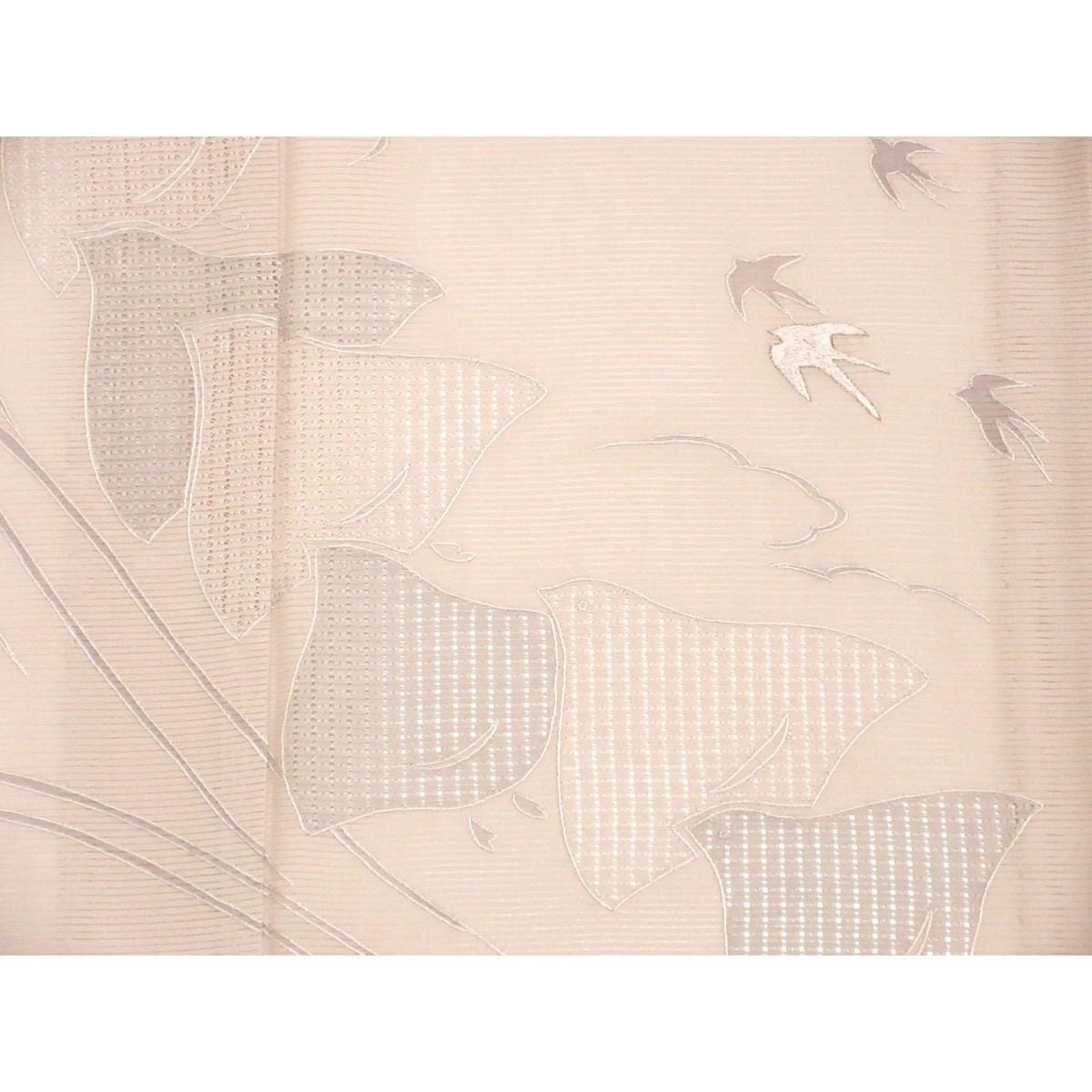 【未使用品】単衣　駒絽訪問着　刺繍加工　蔓柏