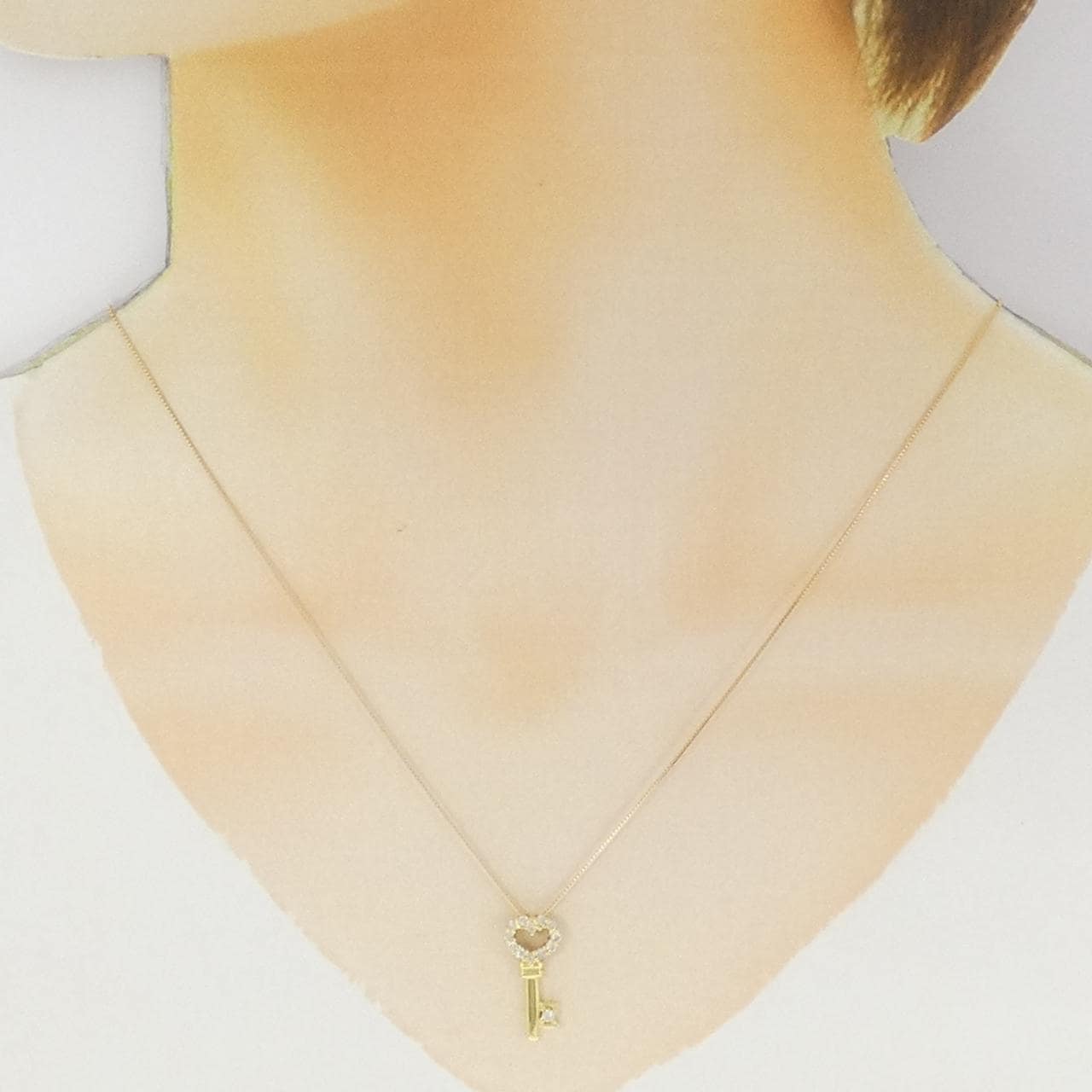 K18YG ハート×キー ダイヤモンド ネックレス 0.20CT