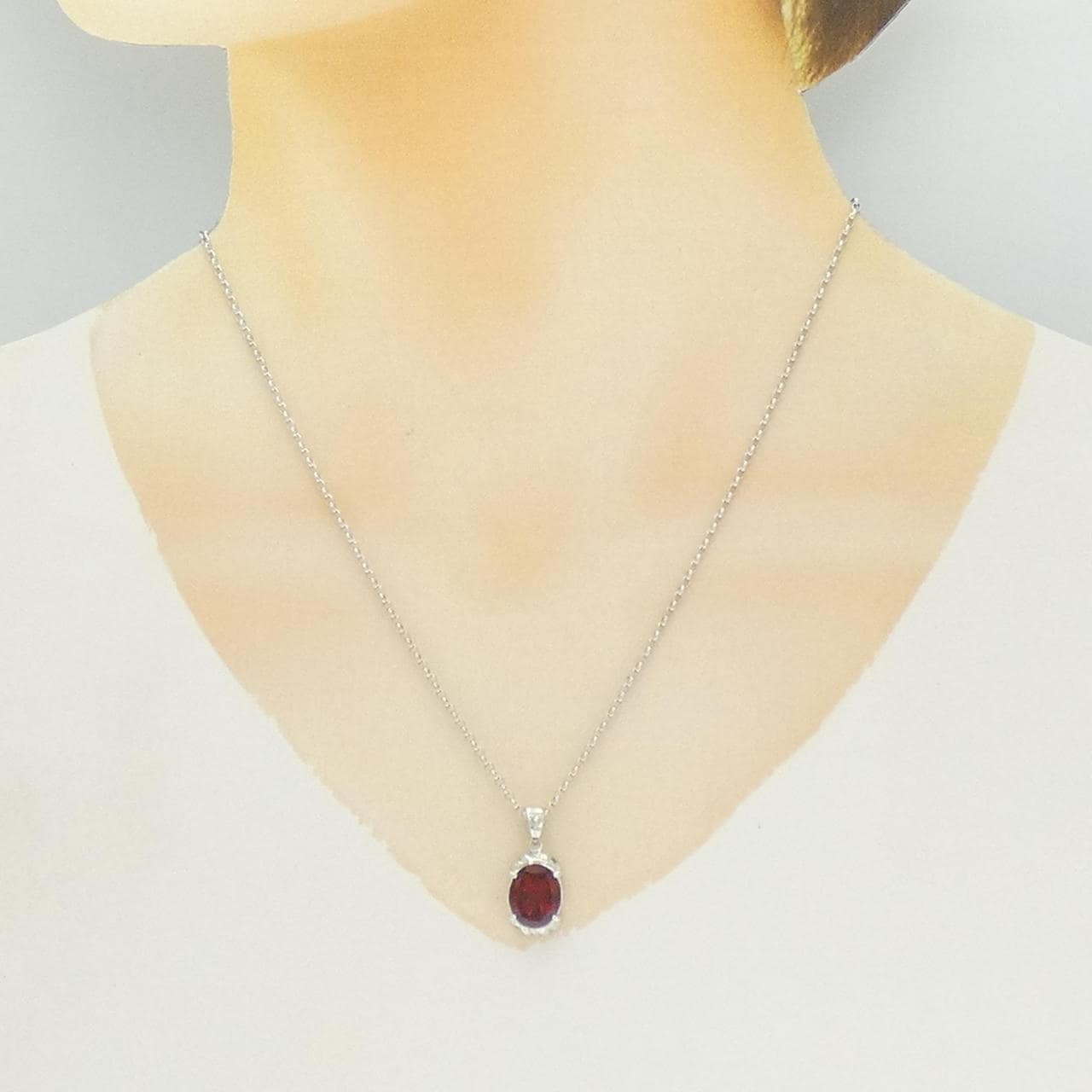 K18WG ガーネット ネックレス 4.00CT