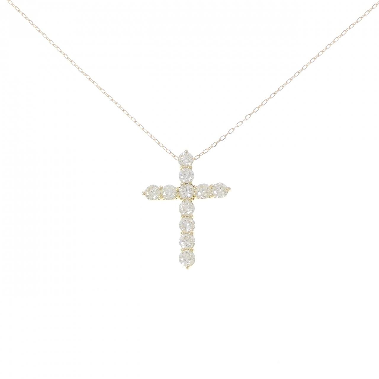 K18YG クロス ダイヤモンド ネックレス 2.08CT