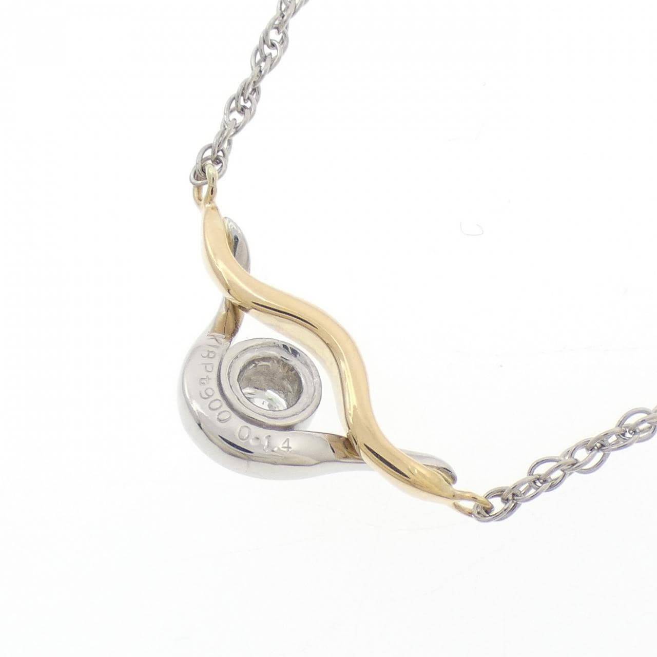 PT900/K18YG/PT850 ダイヤモンド ネックレス 0.14CT