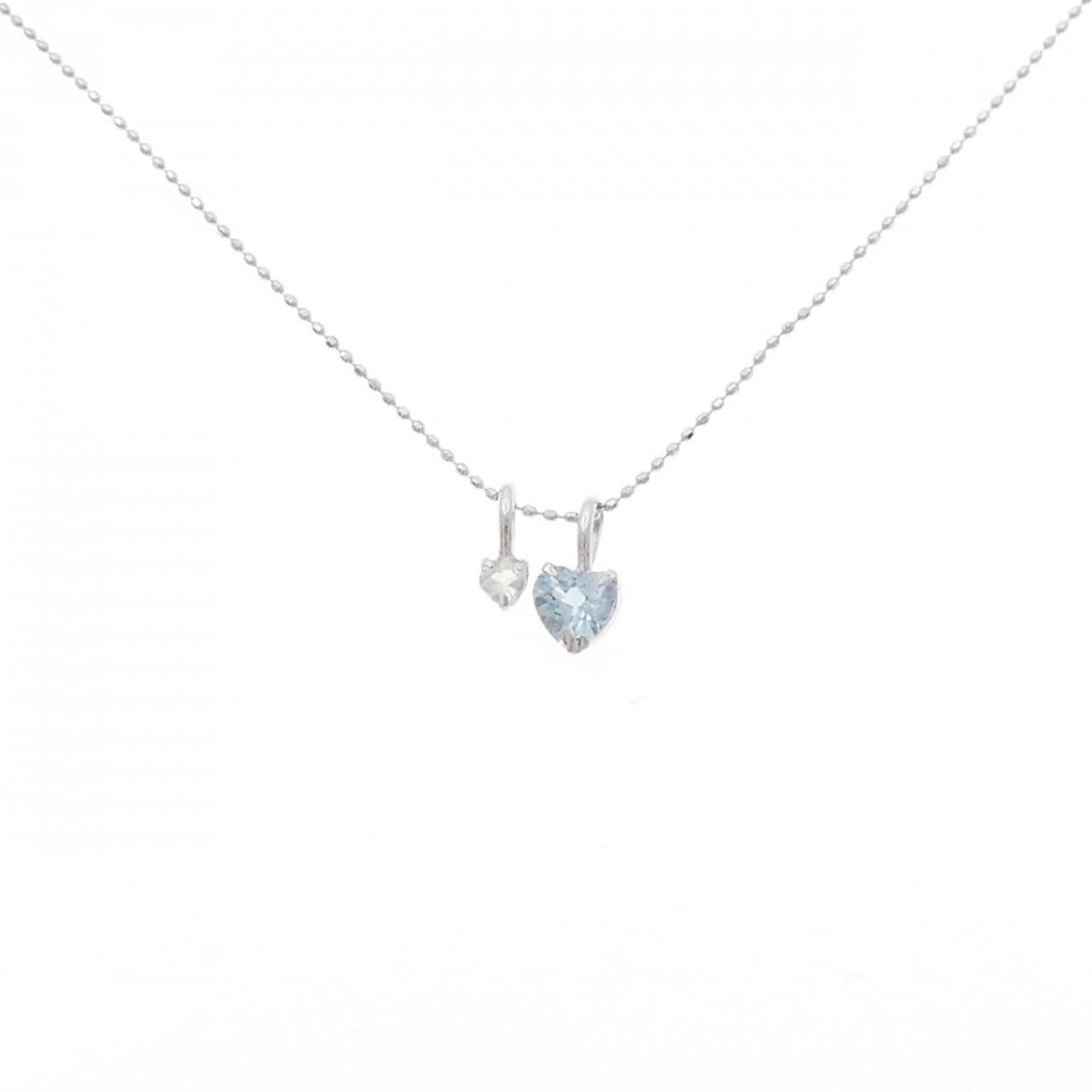 K18WG 2WAY アクアマリン ネックレス