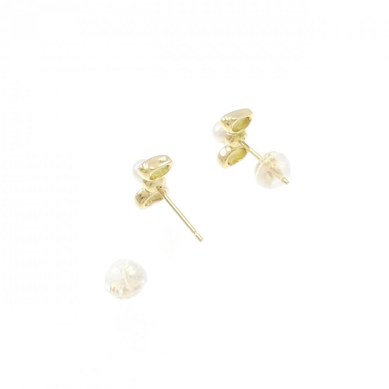 750YG/K18YG リボン アコヤパール ピアス 3.1mm