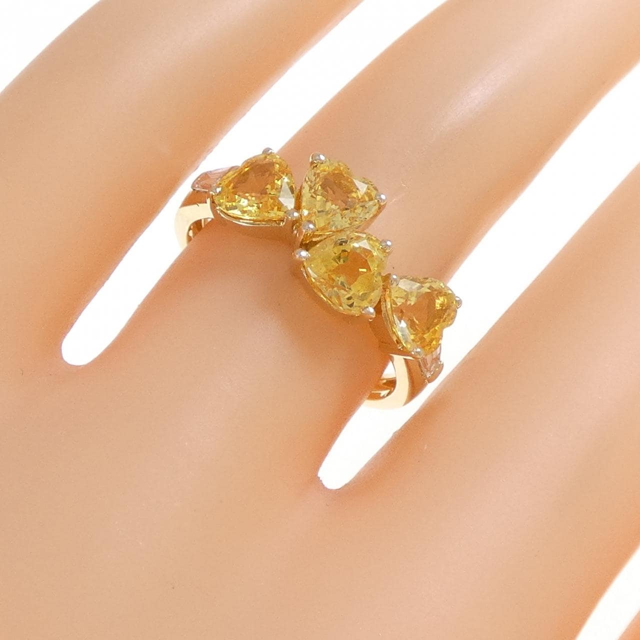 18KYG ハート サファイヤ リング 2.49CT