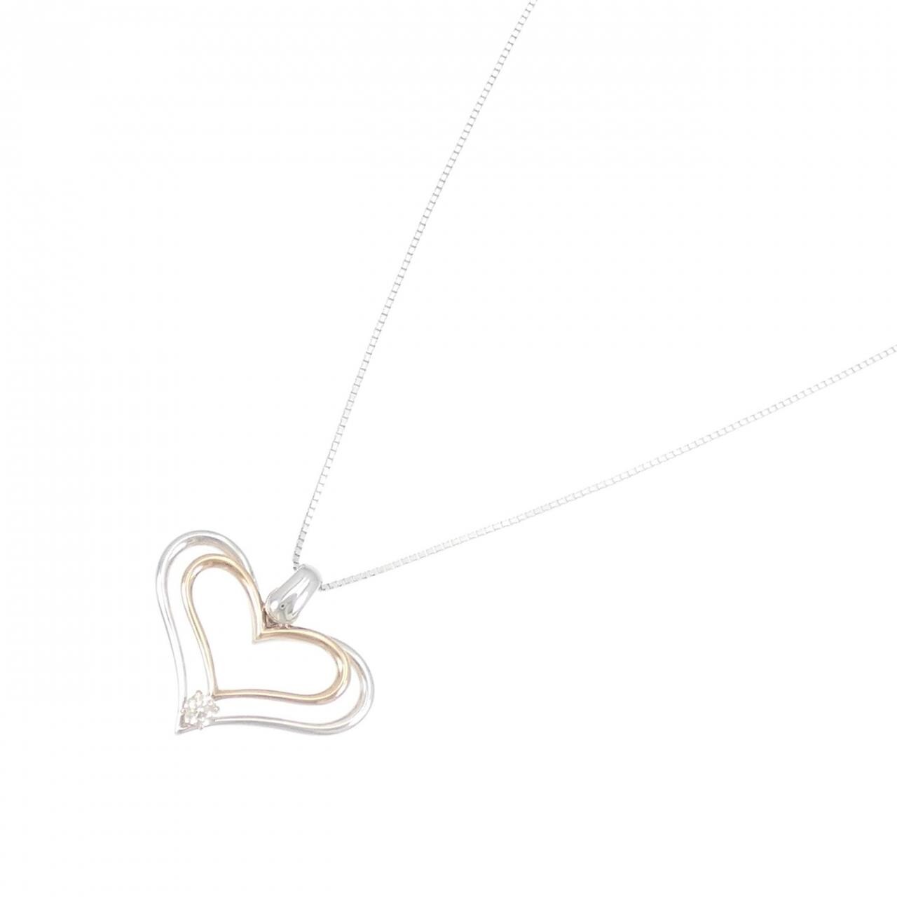 K18WG/K18PG ハート ダイヤモンド ネックレス 0.10CT