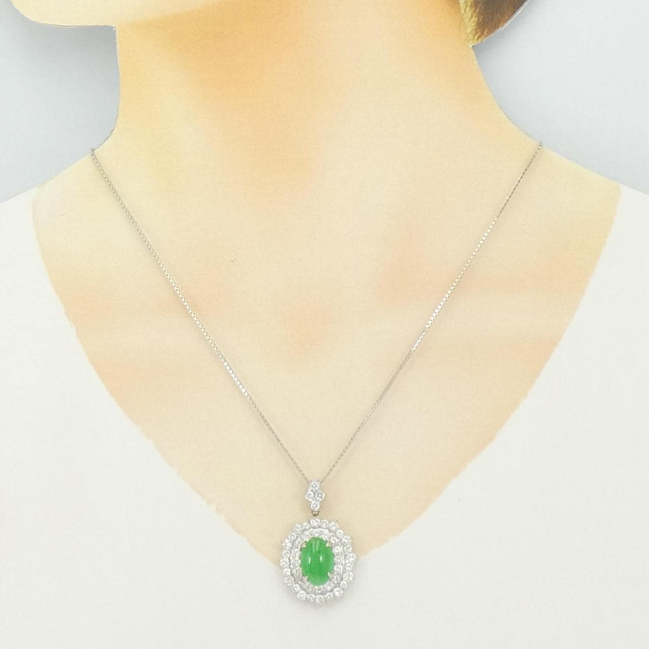 PT900/PT850 ヒスイ ネックレス 4.74CT