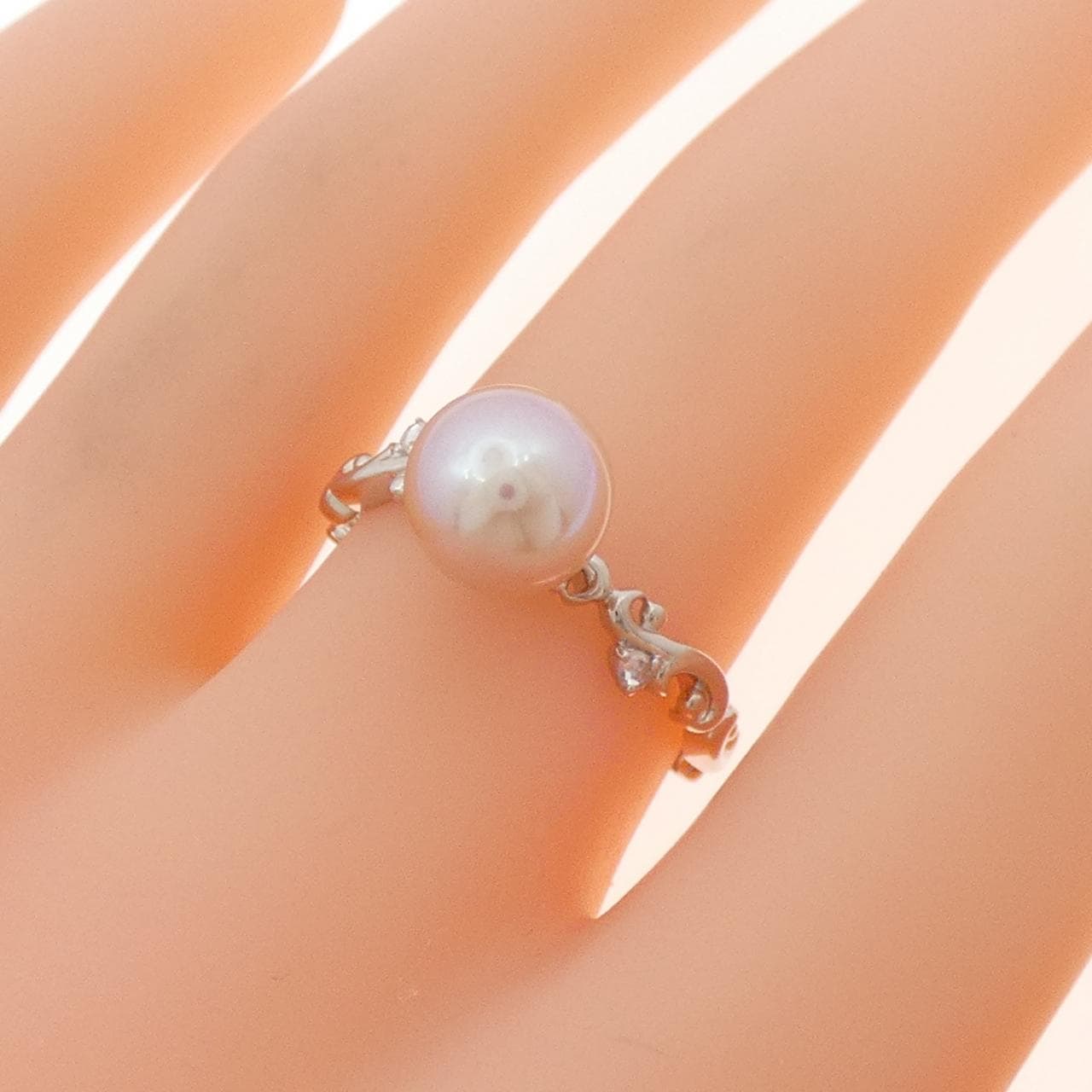 K18WG 淡水パール リング 8.1mm